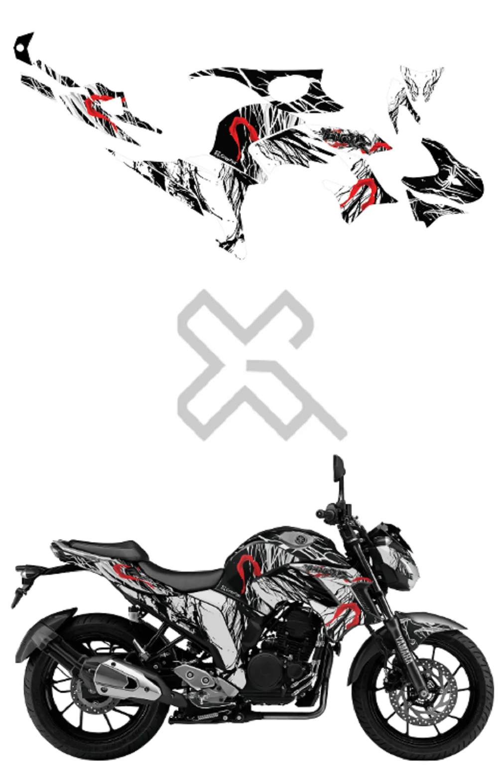Venom Edition Full Body Sticker Compatible with FZ-25 Made In Premium Gloss Vinyl With FPF(Fade Protection Film), Water Proof, Precut Sticker, Pack of 1 Compatible with Both Side
